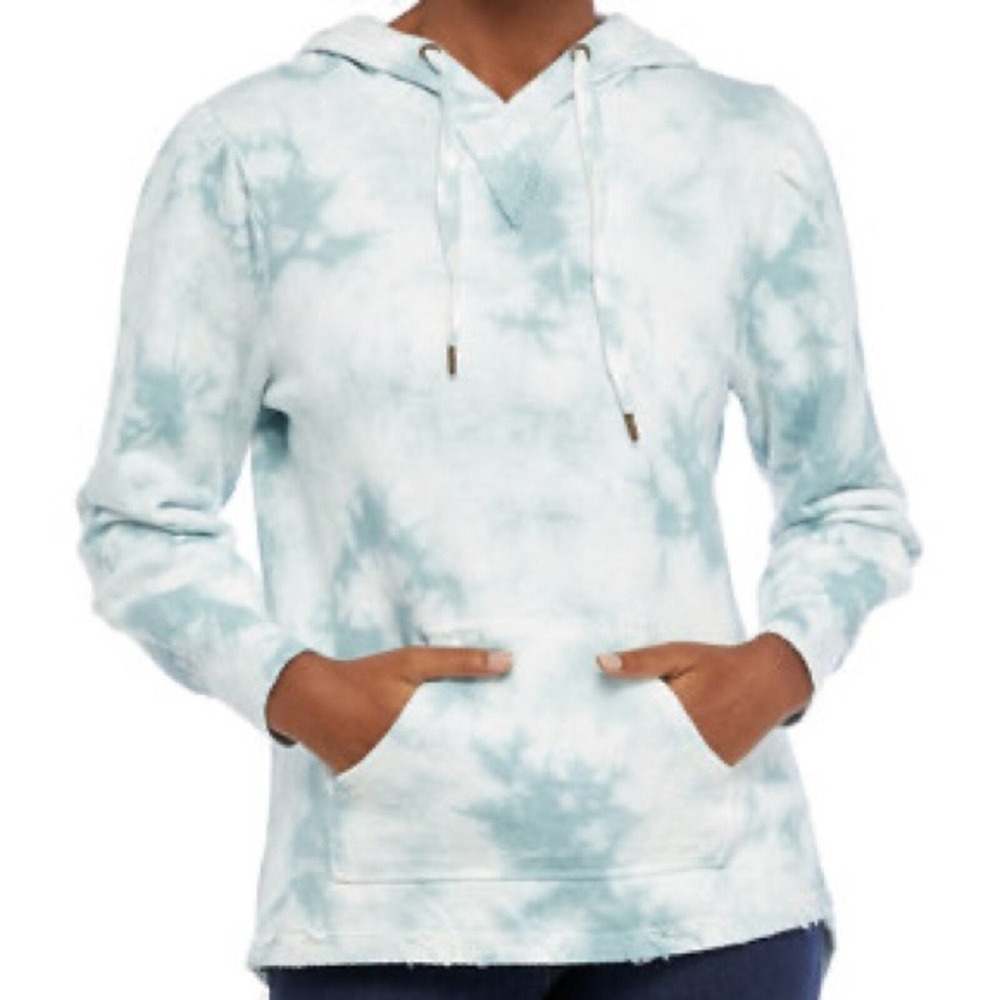 American Rag Tie Dye Hoodie Sweatshirt Sterling Blue Drawstring Pockets Small